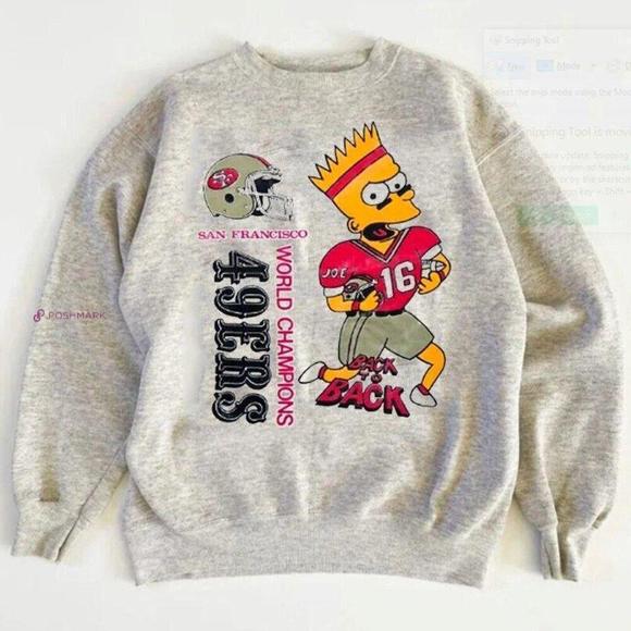 Simpsons Nfl San Francisco 49Ers Graphic Crewneck Sweatshirt - Picture 1 of 4